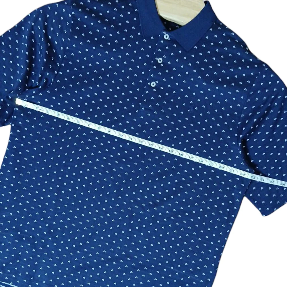Polo‎ Golf Ralph Lauren Shirt Mens M Navy Blue Geometric AOP Pima Cotton Polo